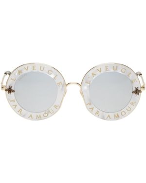 Gucci White 'l'aveugle Par Amour' Sunglasses