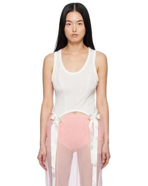 Simone Rocha Off- Bow Tail Easy Tank Top - White