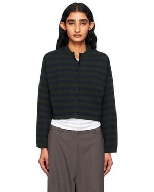 Cordera Merino Wool Striped Cardigan - Black