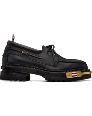 Thom Browne Distressed Calf Hiking Boat Shoes - Black