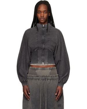 KNWLS ブラック Haze ジップアップ スウェットシャツ