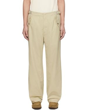 Nanamica Khaki Side Belt Wide Pants - Natural