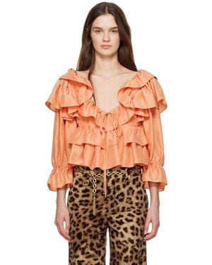 Chloé オレンジ クロップド ラッフルブラウス