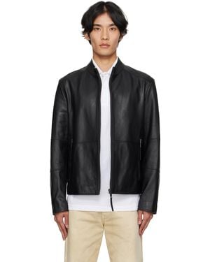 HUGO Slim-Fit Leather Jacket - Black