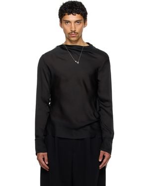 AARON ESH Ssense Exclusive Draped Neck Long Sleeve Shirt - Black