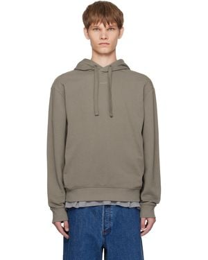 HUGO Taupe Cotton-Terry Relaxed-Fit Hoodie - Multicolour