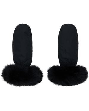 Yves Salomon Fox Fur & Down Mittens - Black