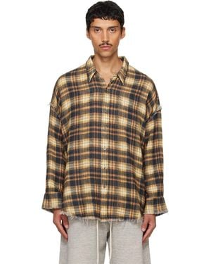 R13 Shredded Seam Drop Neck Shirt - Brown