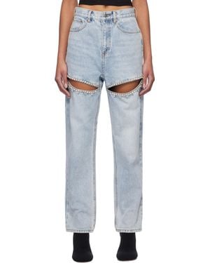 Area Crystal Slit Jeans - Black