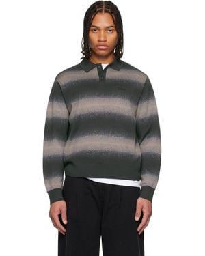 Dime Striped Rugby Jumper - Black