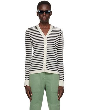 Max Mara オフホワイト&ネイビー Lettera カーディガン - ブラック