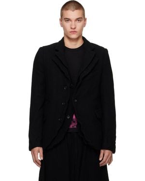COMME DES GARÇON BLACK Top Wool Tweed Medium Blazer - Black