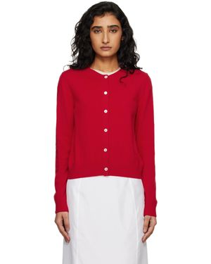 DUNST Essential Crewneck Knit Cardigan - Red