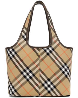 Burberry タン スモール チェック トートバッグ - メタリック