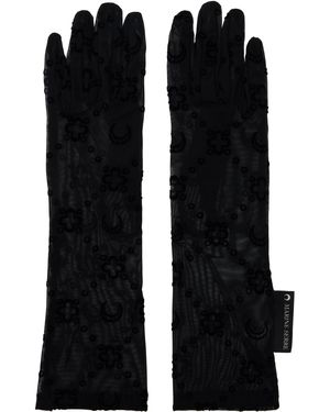 Marine Serre ブラック Recycled Mesh Flock ロンググローブ
