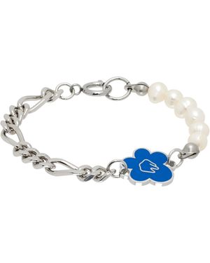 In Gold We Trust Bracelet À Perles Et À Breloque De Fleur Exclusif À Ssense - Bleu