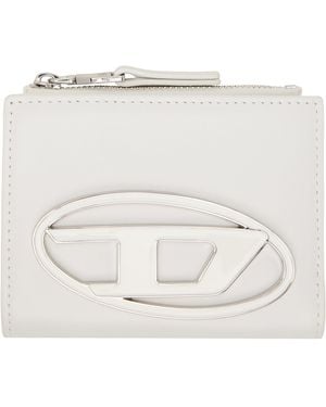 DIESEL Logo Plaque Small Leather Wallet - White