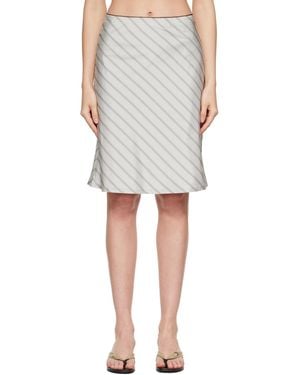 Tonywack Silk Stripes Midi Skirt - Grey