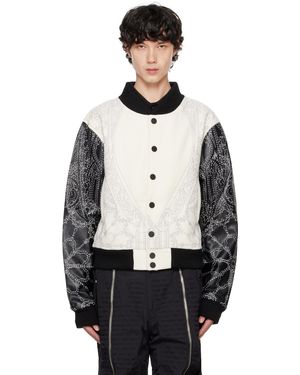Who Decides War Notre Dame Varsity Leather Bomber Jacket - Gray