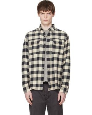 RRL Off- Buffalo Check Twill Work Shirt - Black