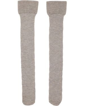 Swedish Stockings Chaussettes Hauteur Genou Diana Beiges En Tricot Côtelé De Laine - Gris