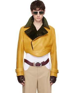 Jean Paul Gaultier Curved Waistband Leather Jacket - Orange