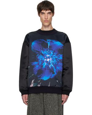 Dries Van Noten Pull Molletonné Noir À Image Florale Imprimée - Bleu