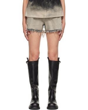 Rick Owens Tower Crater Denim Shorts - Grey