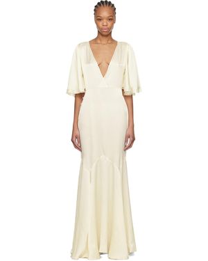 Bode Robe Longue Claret Blanc Cassé En Satin - Noir