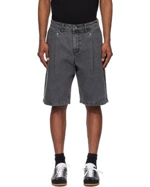 Dime ブラック タック デニムショートパンツ