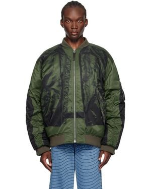 Jean Paul Gaultier Khaki 'The Trompe-L'Œil' Bomber Jacket - Green