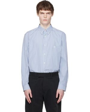 Balmain Embroidered Pinstripe Popeline Regular Shirt - Grey