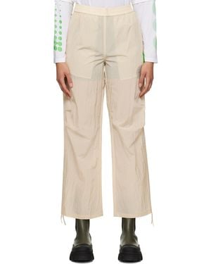 Ganni Beige Light Tech Drawstring Trousers - Natural