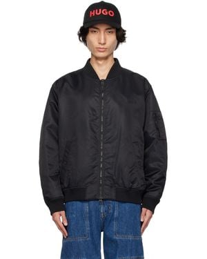 HUGO Oversized Bomber Jacket - Black