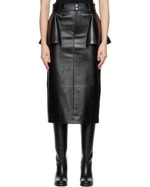 Sacai Jupe Midi Noire En Cuir