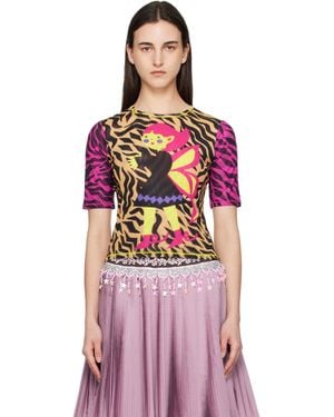 Chopova Lowena Hairy Fairy Fitted Mesh Top - Red