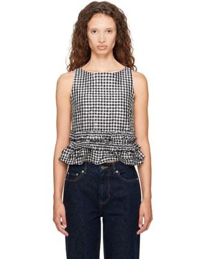 Ganni Check Open Back Top - Blue