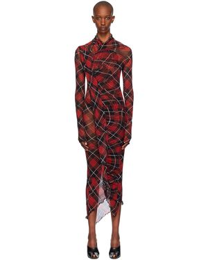 Jean Paul Gaultier Distorted Tartan Midi Dress - Black