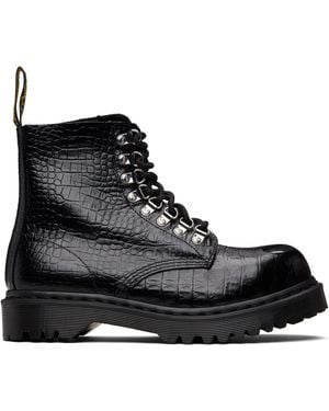 Dr. Martens Bottes 1460 Pascal Noires En Cuir À Semelle Bex Et À Bout En Acier