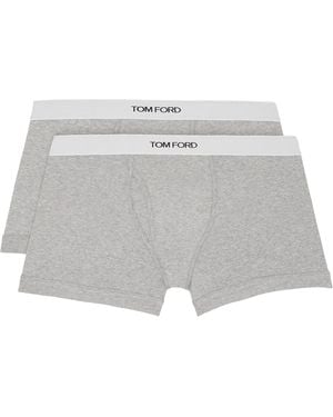 Tom Ford Ensemble De Deux Boxers Gris En Coton