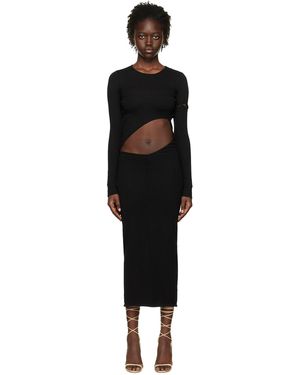 OLENICH Robe Longue Noire À Découpe