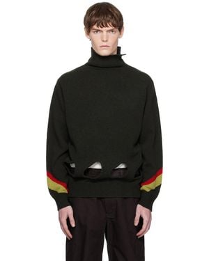 Toga Virilis Khaki Hole Knit Turtleneck - Black
