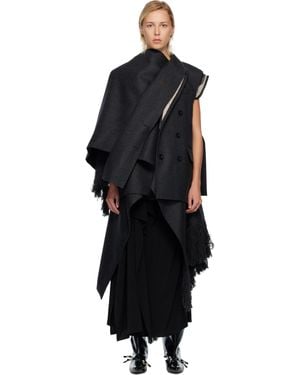 Sacai Double-Faced Plaid Melton Vest - Black