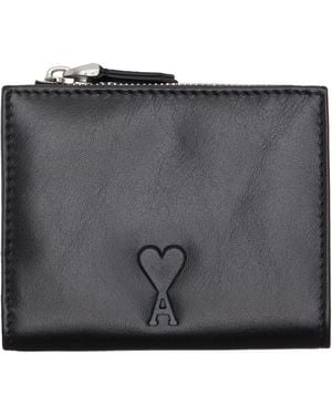 Ami Paris ブラック Cowhide Leather 'Voulez-Vous' Folded 財布