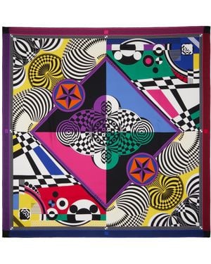 Versace Foulard Multicolore En Sergé De Soie À Motif Imprimé