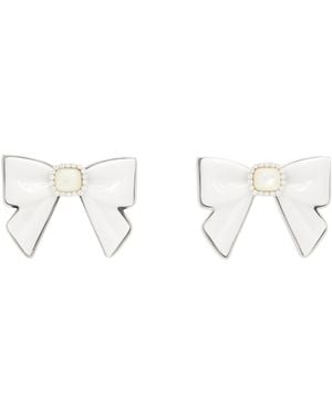 ShuShu/Tong Yvmin Edition Ceramics Bowknot Nacre Earrings - Black