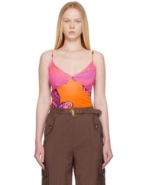 Versace Jeans Couture Outline Barocco Mesh Top - Orange