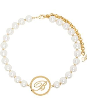 Blumarine Faux-Pearl Choker - Metallic