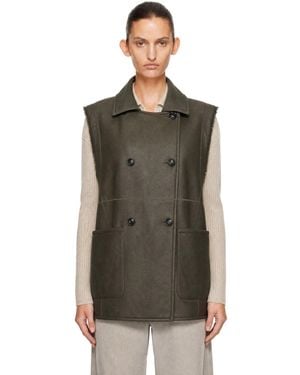 Max Mara Veste Brianza Kaki À Intérieur En Peau Retournée - Vert