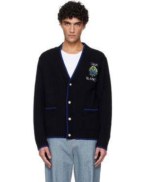 CASABLANCA Flaming Tennis Ball Cardigan - Black